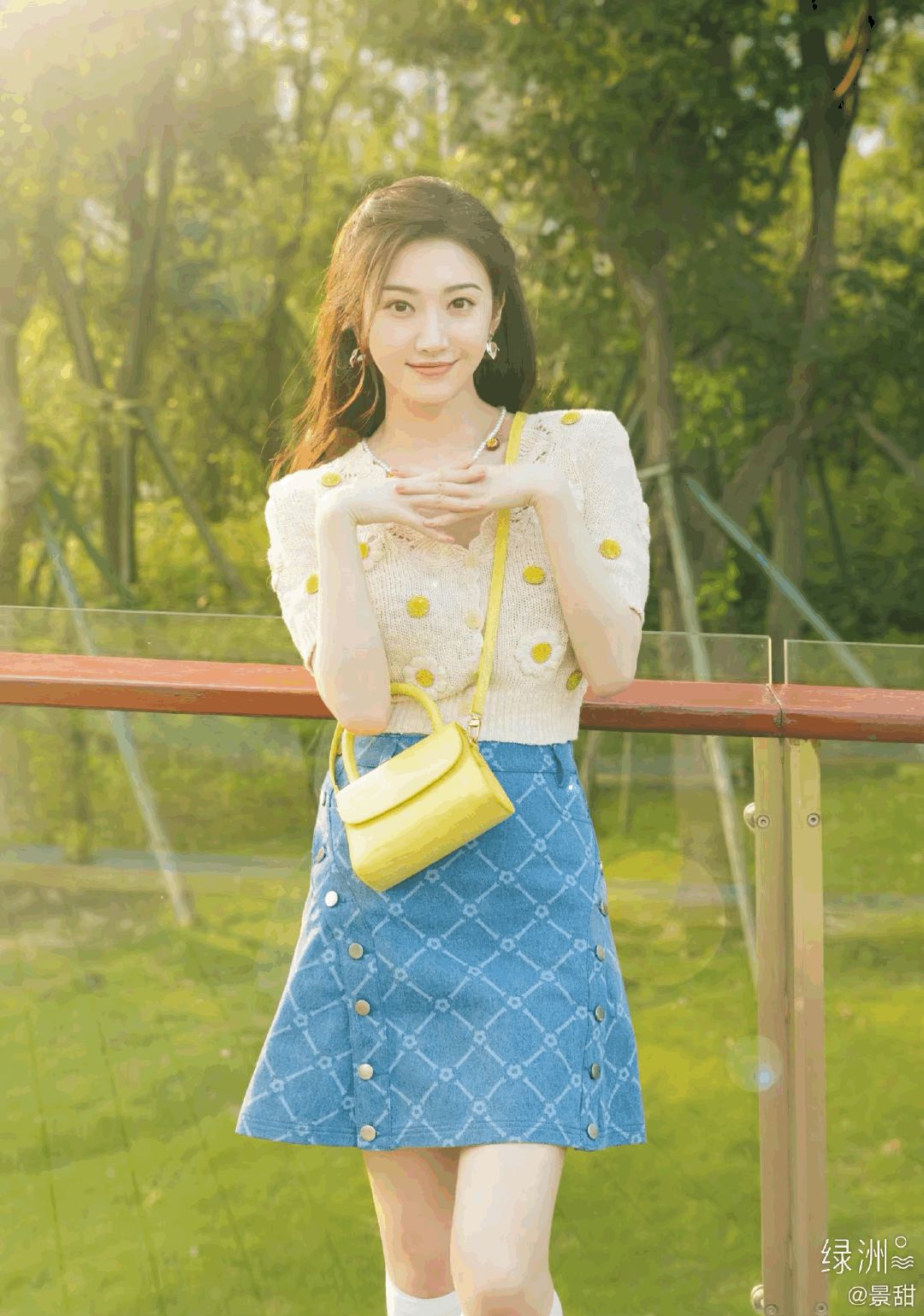 景甜夏日郊游清新甜美写真美照
