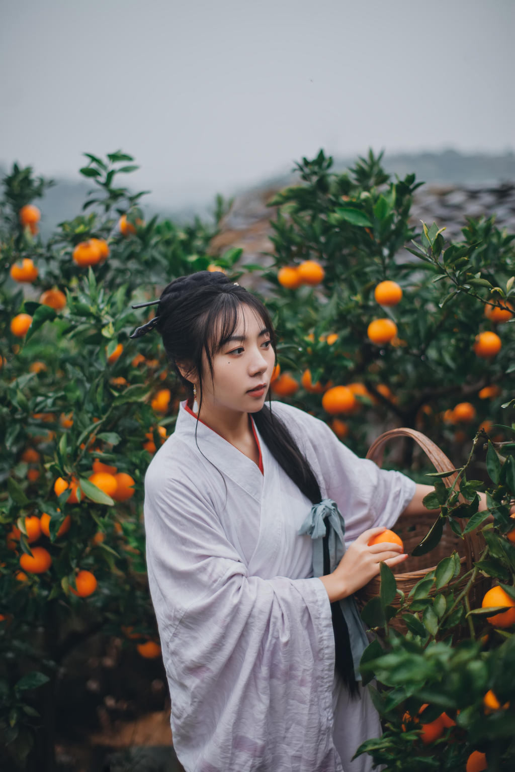 果园里的古装美女清新脱俗图片